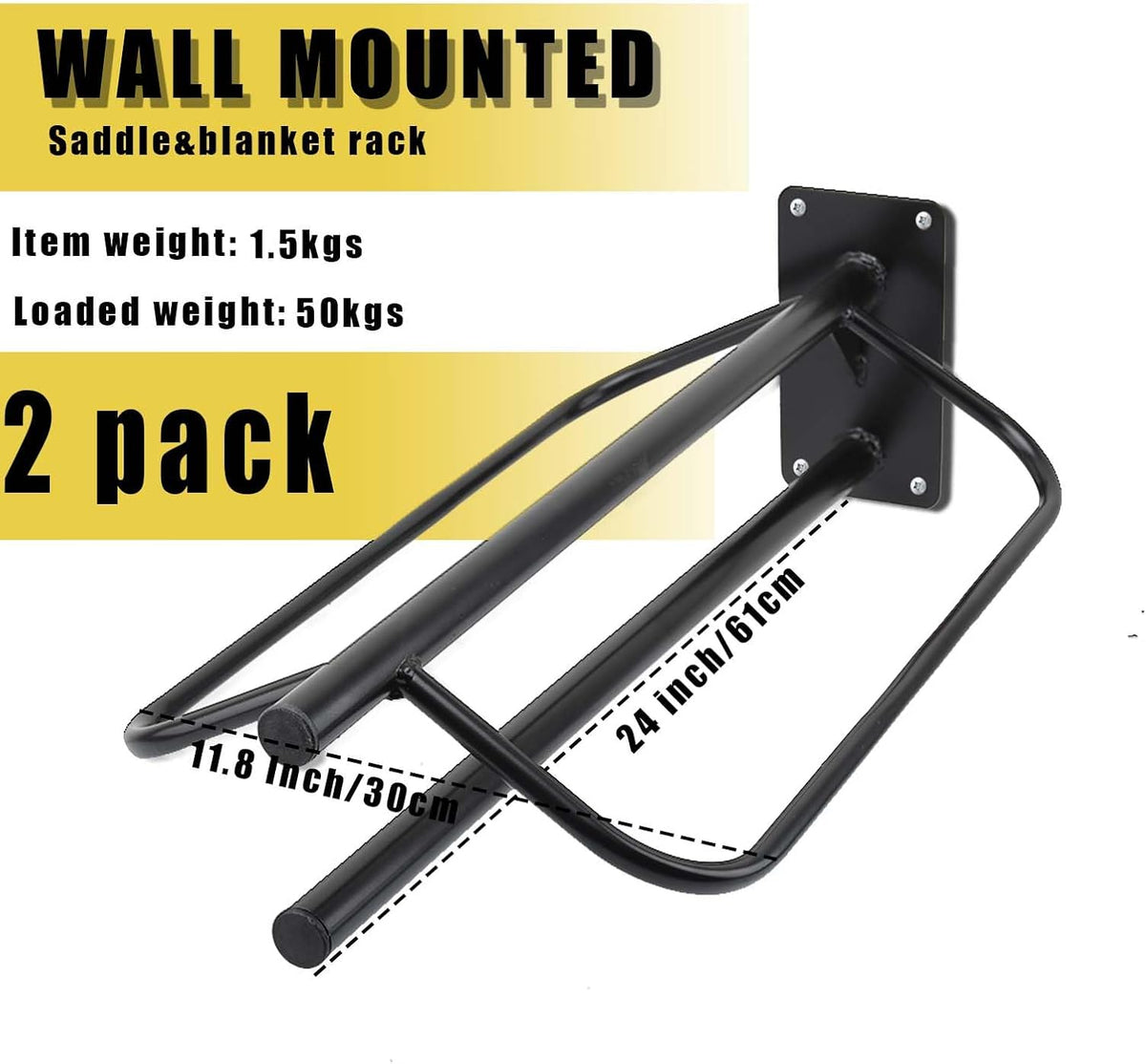 2 Pack Saddle Rack with Pad Bar,Heavy Duty Wall Mounted Saddle Stand Saddle Pad Rack for English