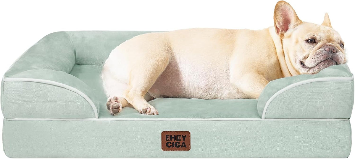 EHEYCIGA Orthopedic Dog Bed for Medium Dogs, Waterproof Memory Foam, Sage Green, 30"L x 20"W x
