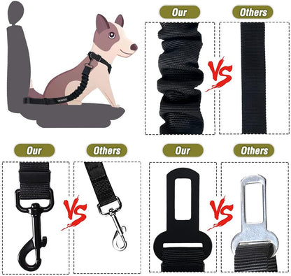 COOYOO Dog Seat Belt,3 Piece Set Retractable Dog Car Adjustable Seatbelts for Vehicle Nylon Pet