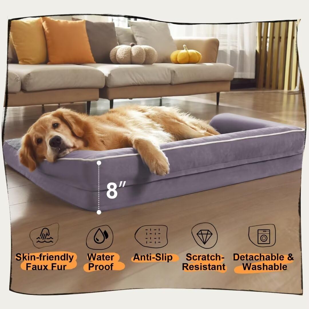 Large Dog Bed Orthopedic Washable, Orthopedic Dog Beds with Egg Foam Support, Removable, Machine
