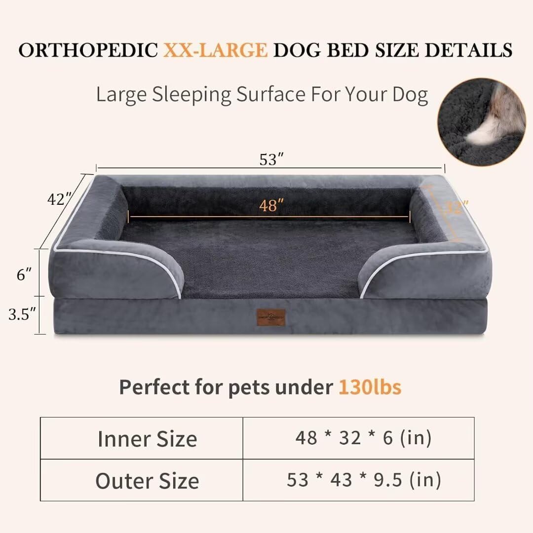 Comfort Expression Waterproof Orthopedic Foam Dog Beds, XXL Orthopedic Dog Beds for Extra Large