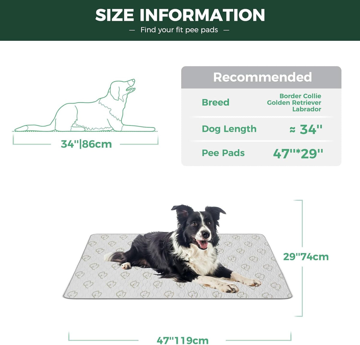 FXW Washable Pee Pads for Dogs, Puppy Pads with Super Absorbent, Specifically Designed for 48inch