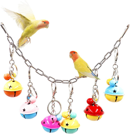 Oooct Bird Swing Bells Toys, Colorful Parrot Metal Bells, Hanging Bird Chewing Toys, Bird Cage