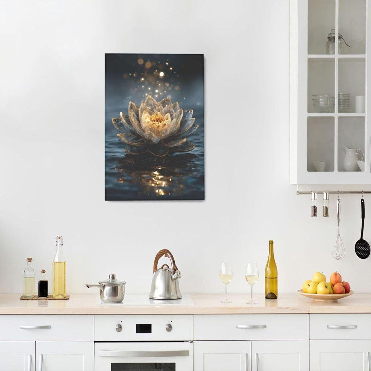 Zen Lotus Canvas Wall Art Mystical Lotus Bloom in Water Aesthetic Pictures Wall Decor Modern