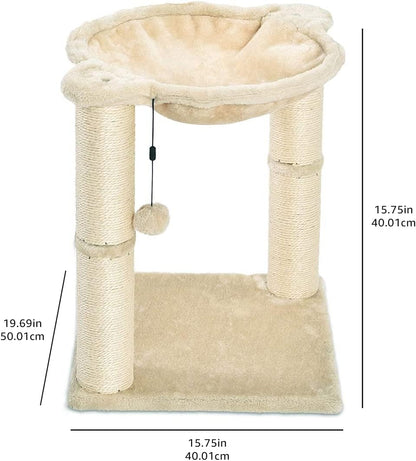 Amazon Basics Cat Condo Tower with Hammock Bed and Scratching Post,Easy to Assemble,Plush