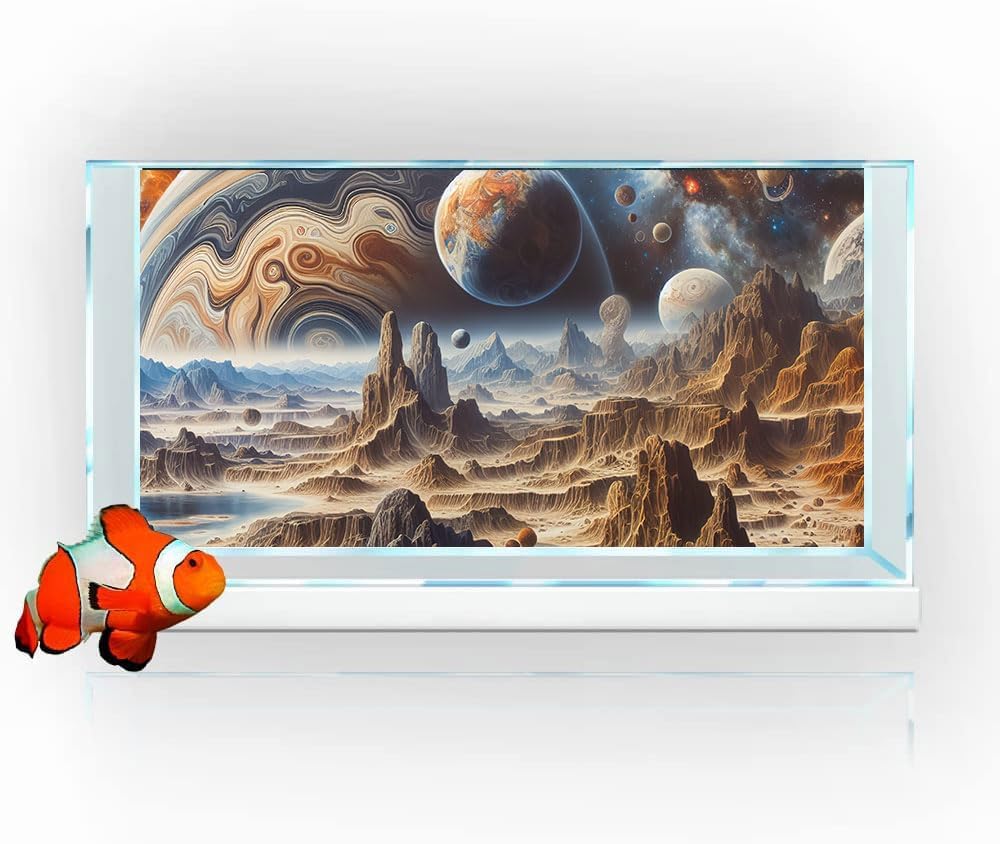 30X12IN Cosmic Spaceterrarium Background, Cool Parallel Space Themed Aquarium Reptile Habitat