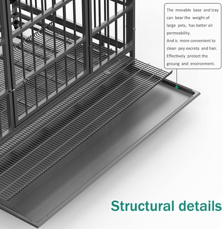 Oranland 38 Inch Heavy Duty Indestructible Dog Crate Cage Kennel with Wheels, High Anxiety Dog