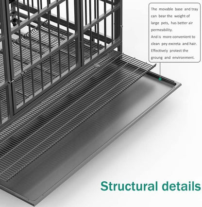 Oranland 38 Inch Heavy Duty Indestructible Dog Crate Cage Kennel with Wheels, High Anxiety Dog