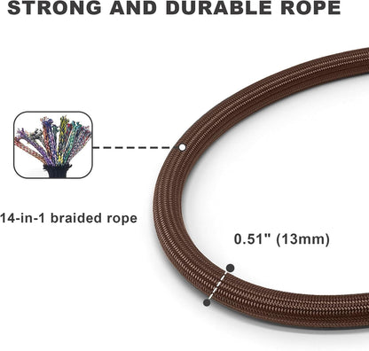 Rope Dog Leash with Two Handles, 6 Foot Heavy Duty Dog Leash with Aviation Aluminum Auto Locking