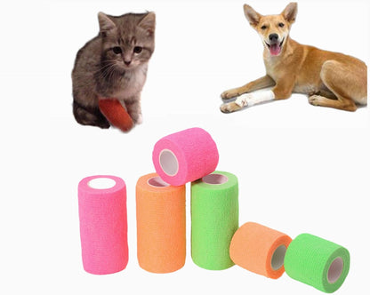 6 Pack 2" x 5 Yards Self Adhesive Bandage Wrap Breathable Cohesive Vet Wrap for Pets, Elastic