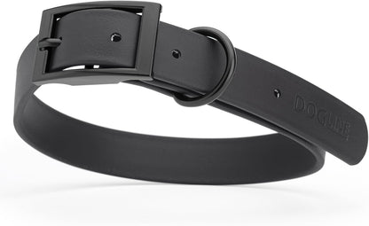 Dogline Biothane Waterproof Dog Collar Strong Coated Nylon Webbing with Black Hardware Odor- Proof