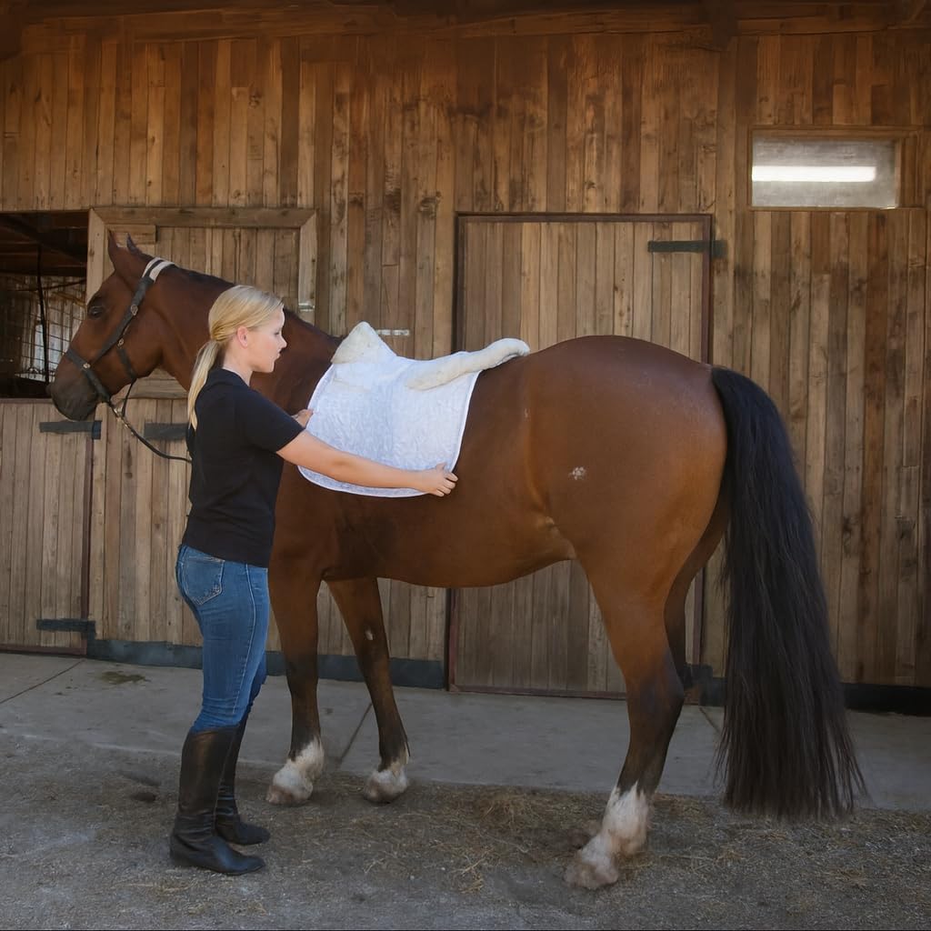 Woolous Dressage Saddle Pad, English Saddle Pad with Sheepskin Trim, Lambskin Wool Fleece Lining