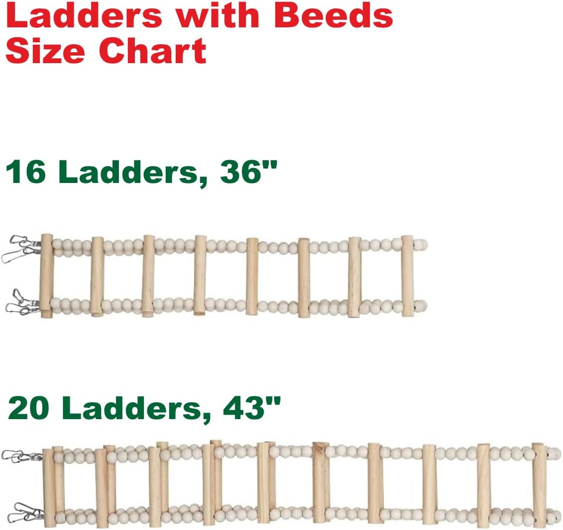 SIMENA Wooden Climbing Ladder for Birds & Hamsters, Interactive Swing & Ladder Toys for Small Pets