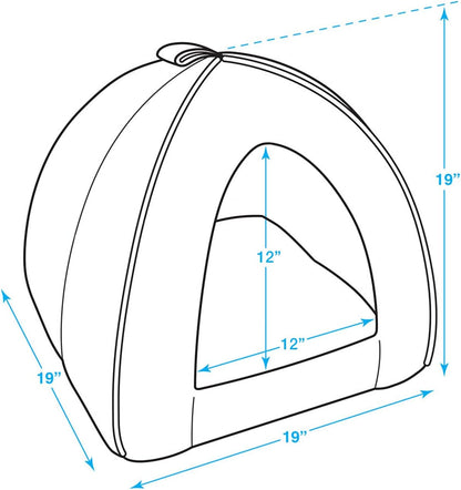 Pet Tent - Soft Bed for Dog and Cat by Best Pet Supplies - Gray Lattice, 19" x 19" x H:19"