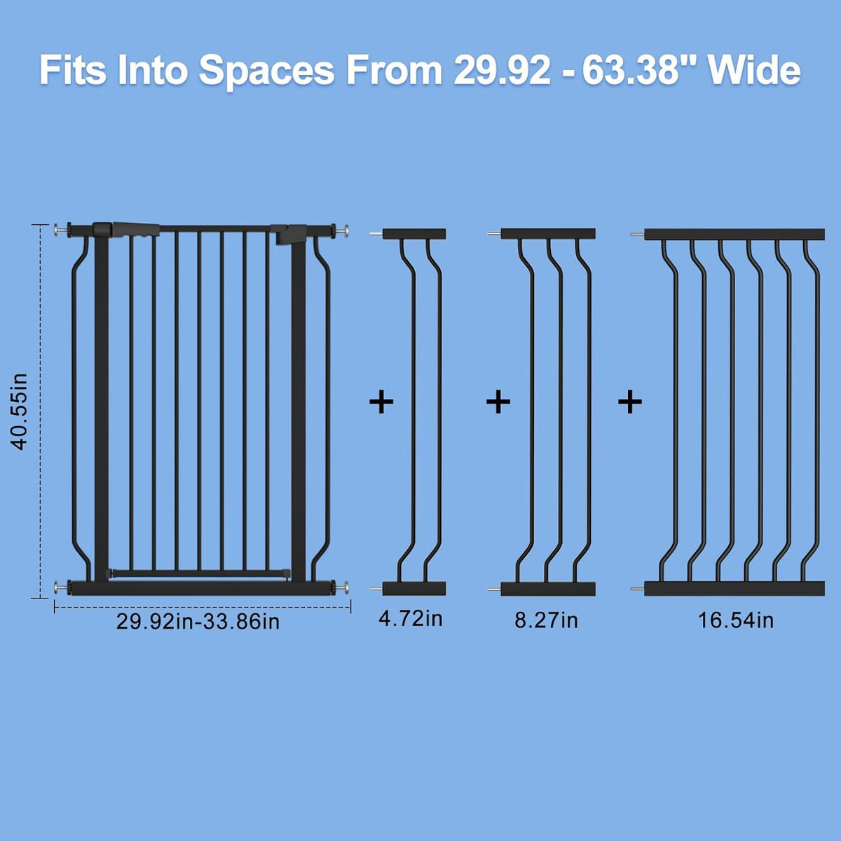 WAOWAO Extra Tall 40.55" Baby Gate 29.92-63.38" Wide Pressure Mounted Walk Through Swing Auto Close