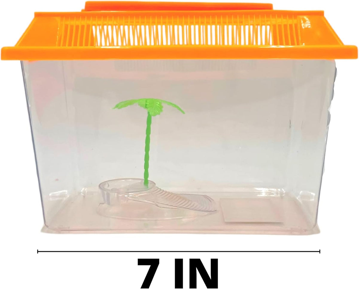 Needzo Mini Neon Plastic Reptile Carrier, Small Terrariums for Hermit Crabs, Lizards, and More with
