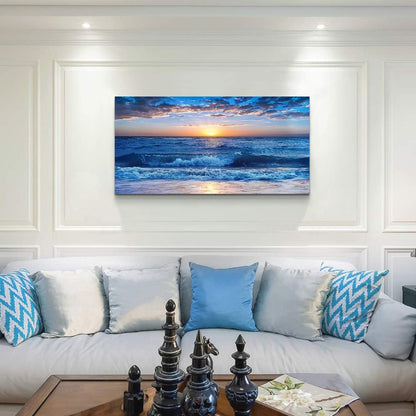 canvas wall art for living room Blue Ocean Sea sun landscape painting bathroom Wall Decor Ready to