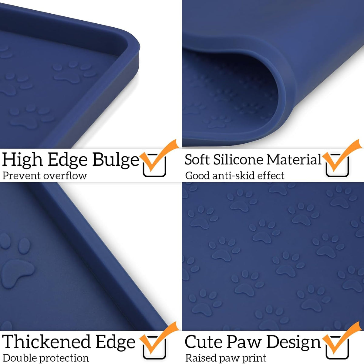 Ptlom Pet Placemat for Dog and Cat, Waterproof Non-Slip Silicone Feeding Bowl Mat Prevent Food and