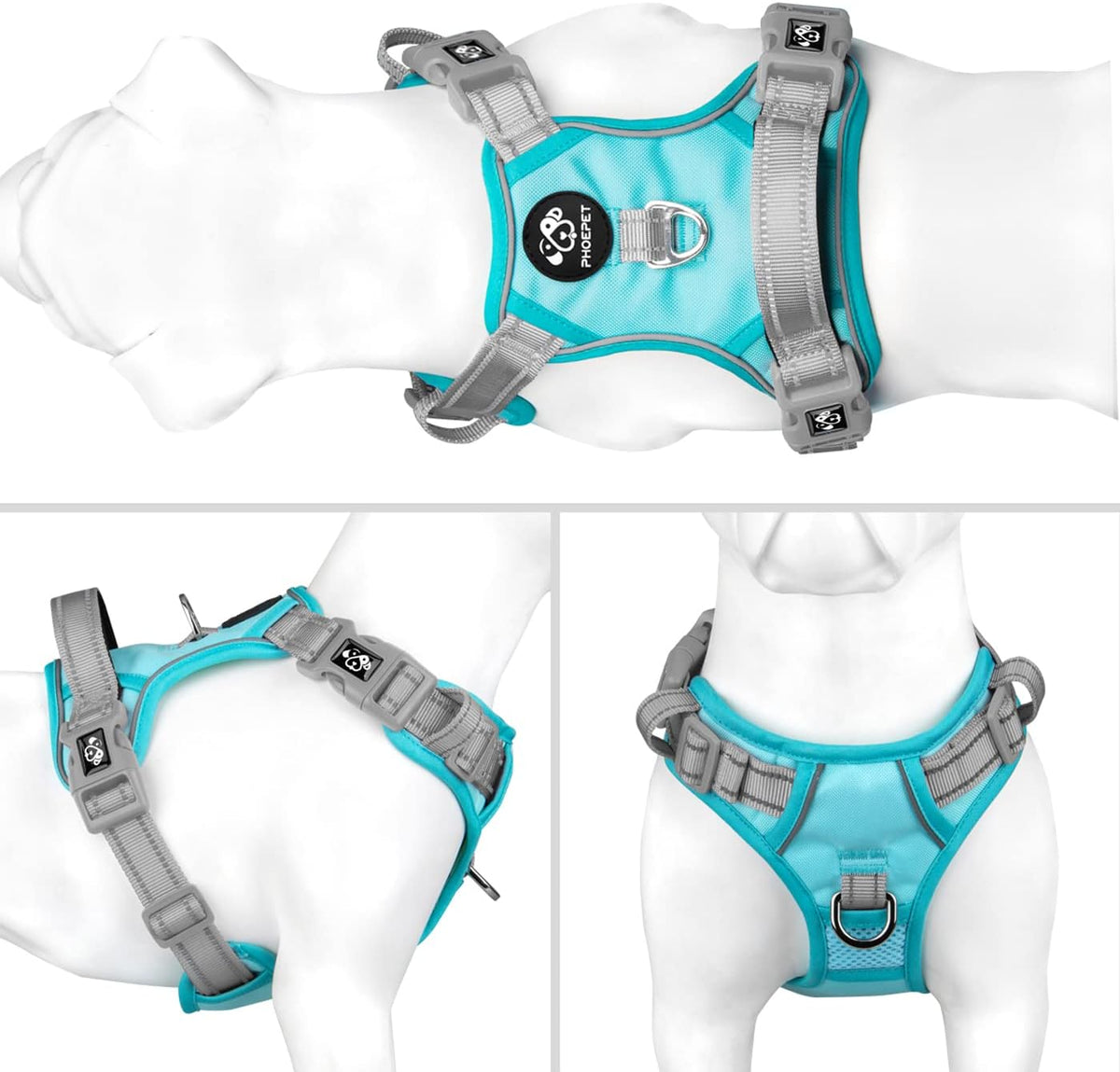 PHOEPET No Pull Dog Harness, Unique Colors Reflective Adjustable Dog Vest, with Soft Training
