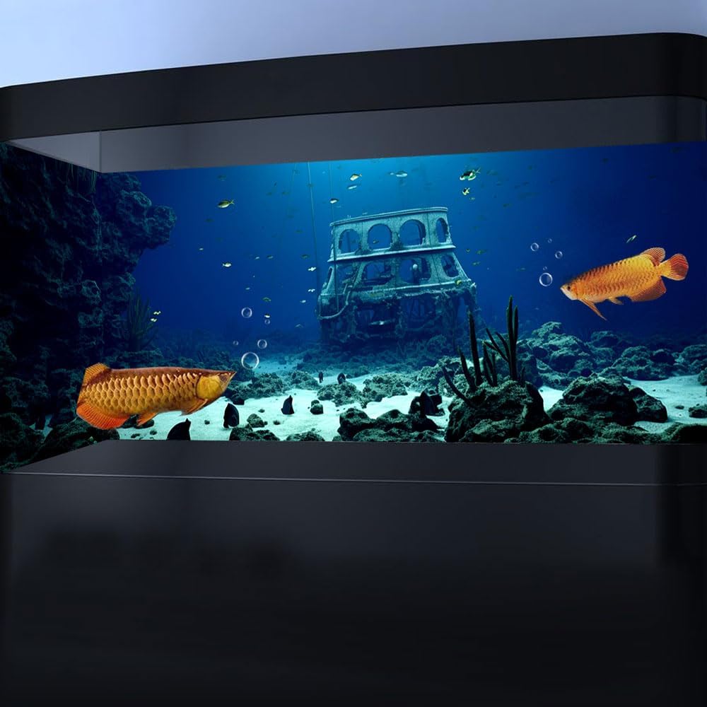 36X24IN Natural Underwater Aquarium Background, Pictures 3D Fish Reef Fish Tank Decoration