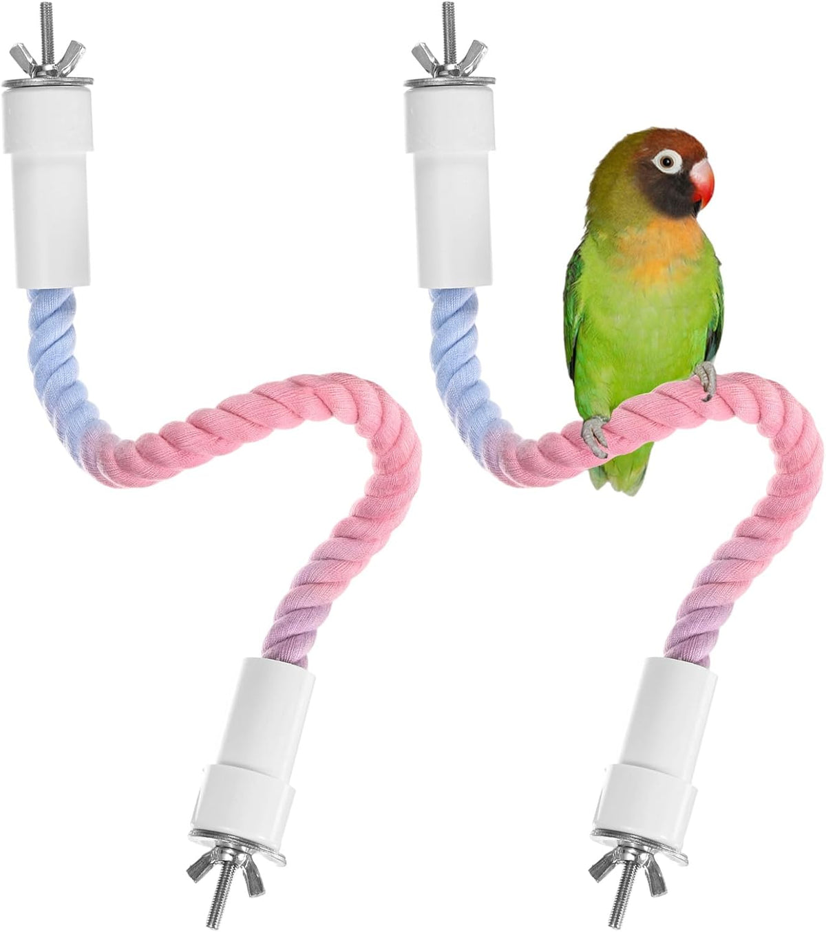 2-Pack Rope Perches for Bird Cages, 13.8 in Length Comfort Grip Flexible Rope Perch Beak & Paw