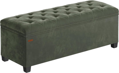 SONGMICS Velvet Storage Ottoman Bench, Foot Rest with Legs, 15.7 x 43 x 15.7 Inches, End of Bed