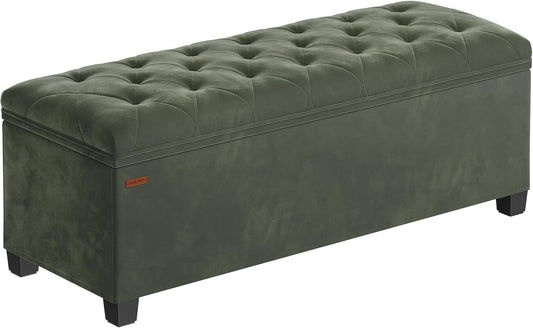 SONGMICS Velvet Storage Ottoman Bench, Foot Rest with Legs, 15.7 x 43 x 15.7 Inches, End of Bed
