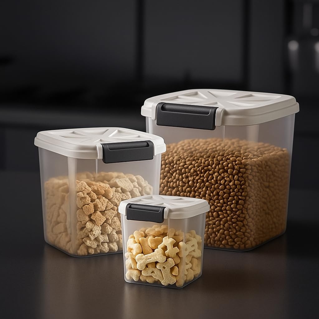 Airtight Dog Food Storage Container 20 lbs, Pet Food Storage Bin with Lid 4 lbs & 6 lbs & 10 lbs, 3