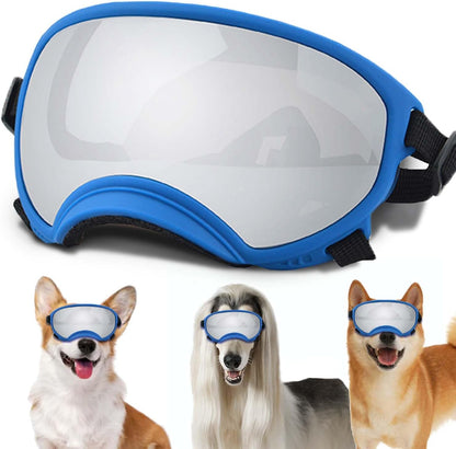 Medium Dog Sunglasses with Adjustable Strap UV Protection, Winproof Dog Puppy Sunglasses, Suitable