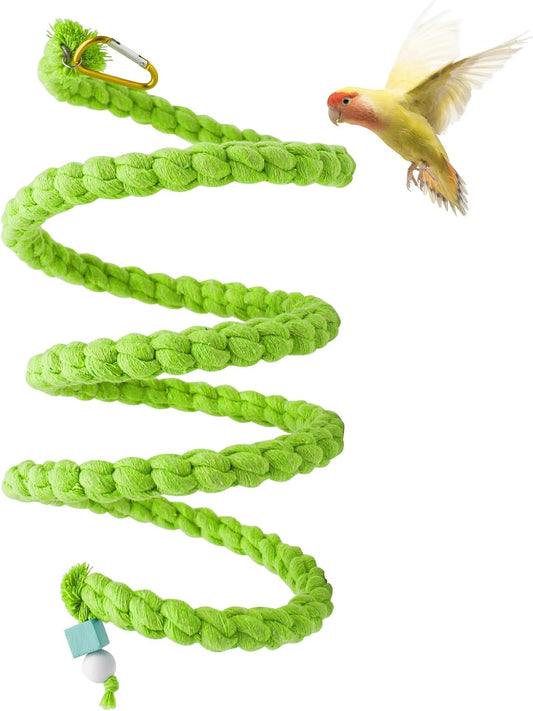 Dnoifne 59 Inches Bird Spiral Rope Perch, Bird Rope Swing Perch, Bird Cage Stand Pole Accessories