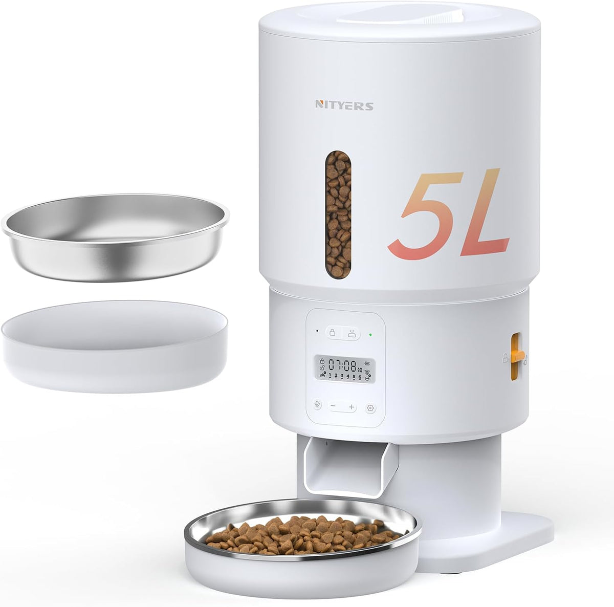 Automatic Cat Feeder - 5L Anti-Clog Cat Food Dispenser with Freshness Preservation, 1-6 Meals/Day