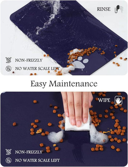 Pet Feeding Mat-Absorbent Dog Mat for Food and Water Bowl-No Stains Quick Dry Water Dispenser