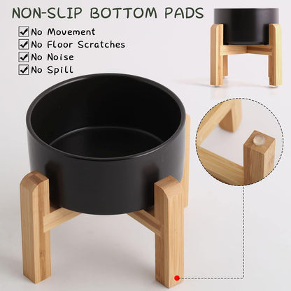 Petygooing Black Elevated/Raised Ceramic Dog Bowl for Medium and Large Breeds, Dog Food Water Dish