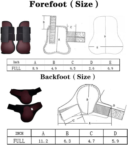 Horse Tendon Boots Set of 4 Open Front & Fetlock Boot for Horses Professional Sport Protection