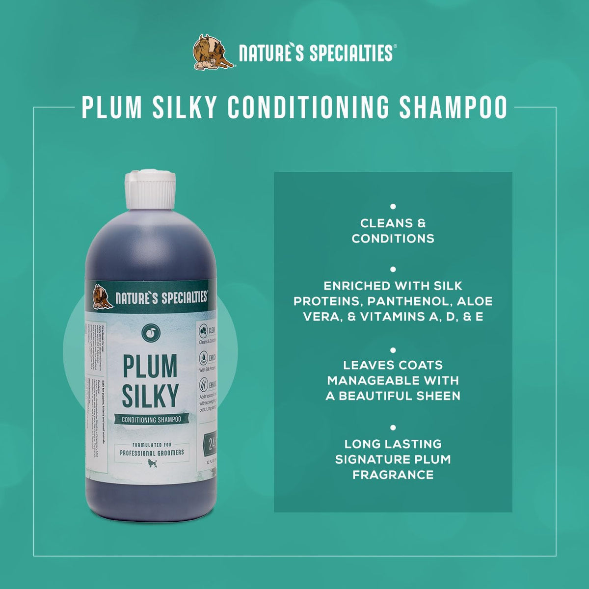 Nature's Specialties Plum Silky Ultra Concentrated Dog Shampoo Conditioner, Makes up to 6 Gallons