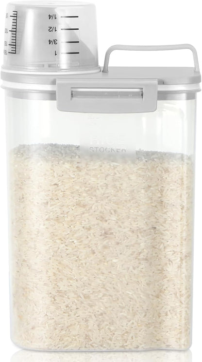 TBMax Rice Storage container 4 Lbs, Small Rice Dispenser with Measuring Cup, Grey Cereal Containers
