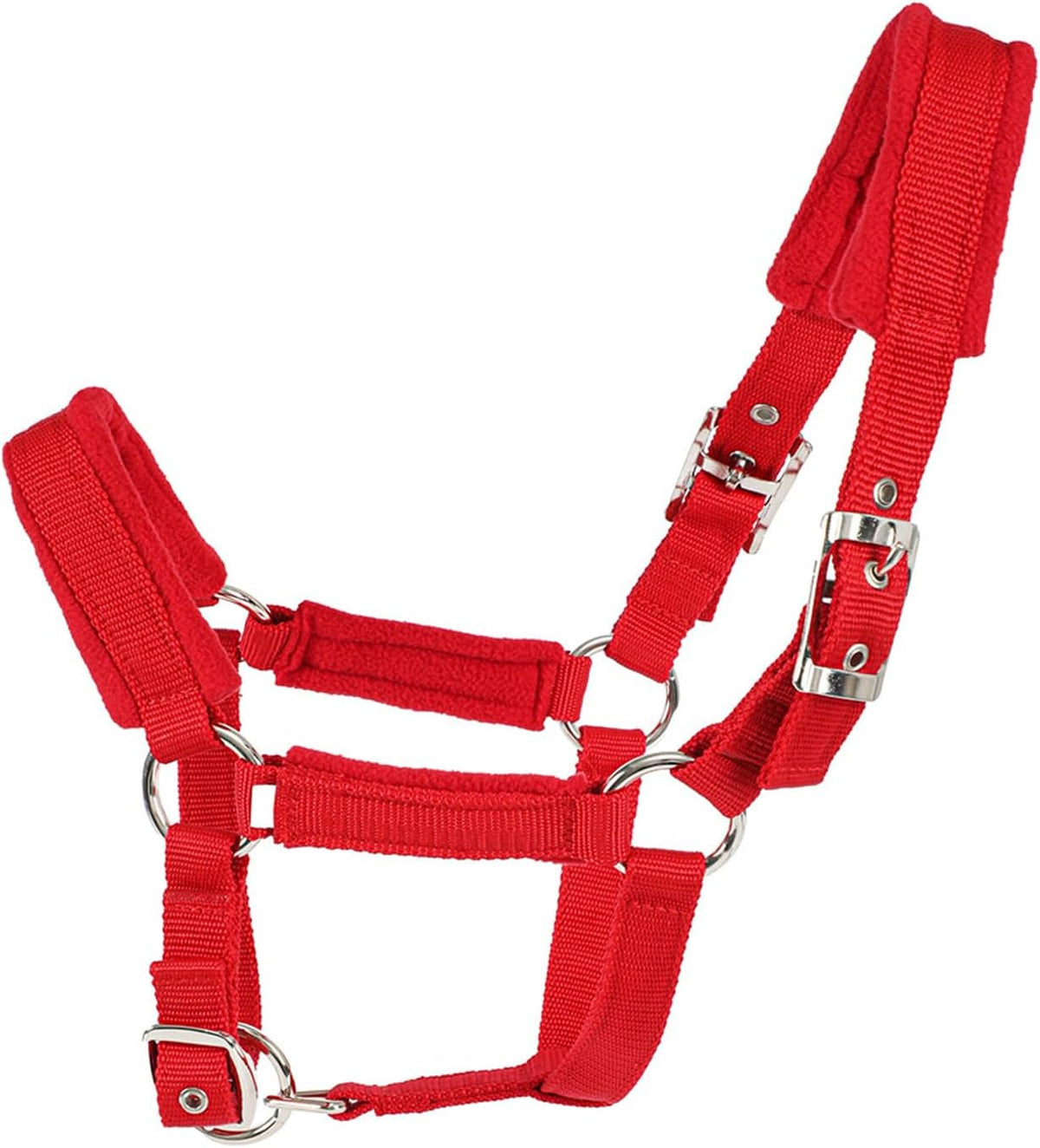 Horse Halter with Wool Lining, Adjustable Halter for Horses Satin Hardware to Prevent Friction