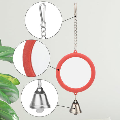 Hypeety Pet Bird Mirror with Bell Interactive Parrot Toy Bird Cage Mirror for Cockatiel Parakeets