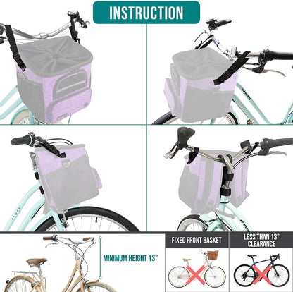 PetAmi Dog Bike Basket, Soft-Sided Ventilated Dog Bike Carrier Backpack, Pet Bicycle Basket for