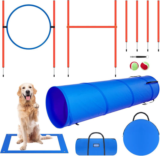 Polar Aurora Dog Agility Equipment, Dog Obstacle Courses Backyard - Pet Outdoor Games w/Adjustable
