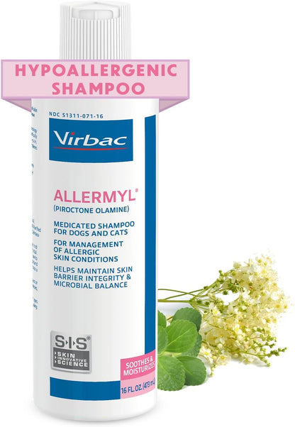 Allermyl Piroctone Olamine Medicated Pet Shampoo - Hypoallergenic Shampoo for Dogs and Cats