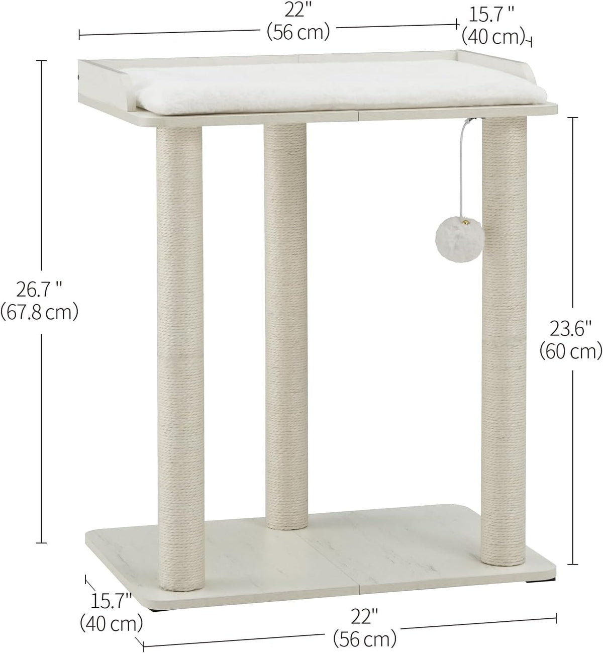 FourFurPets 26.7in Large Cat Tree Tower Condo, Cat Scratch Posts for Indoor Cats, Big Plate, Three