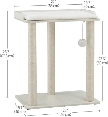 FourFurPets 26.7in Large Cat Tree Tower Condo, Cat Scratch Posts for Indoor Cats, Big Plate, Three