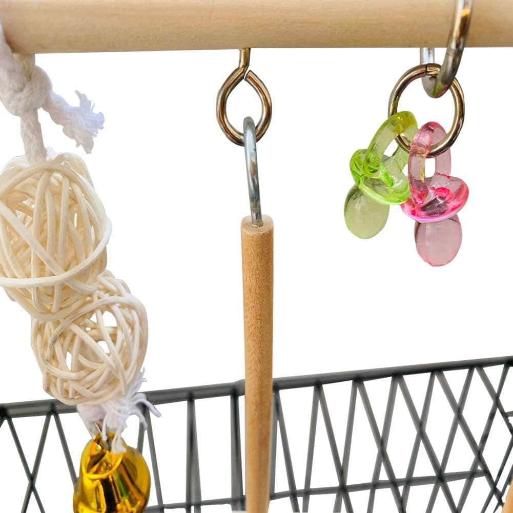 Hamiledyi Small Bird Playground Natural Wood for Top of Cage Bird Play Stand Bird Stands for