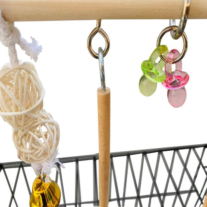 Hamiledyi Small Bird Playground Natural Wood for Top of Cage Bird Play Stand Bird Stands for