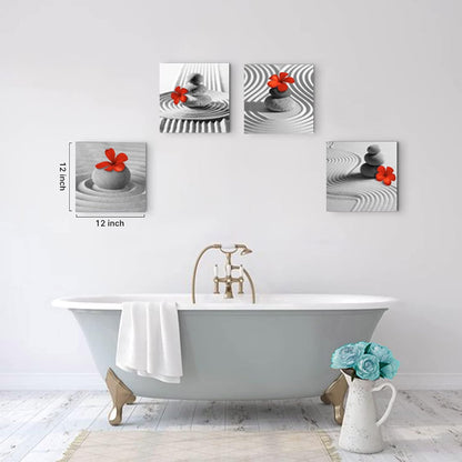 Yxbhhym Bathroom Decor Zen Decor Gray Wall Art Red Floral Wall Pictures Black and White Wall Art