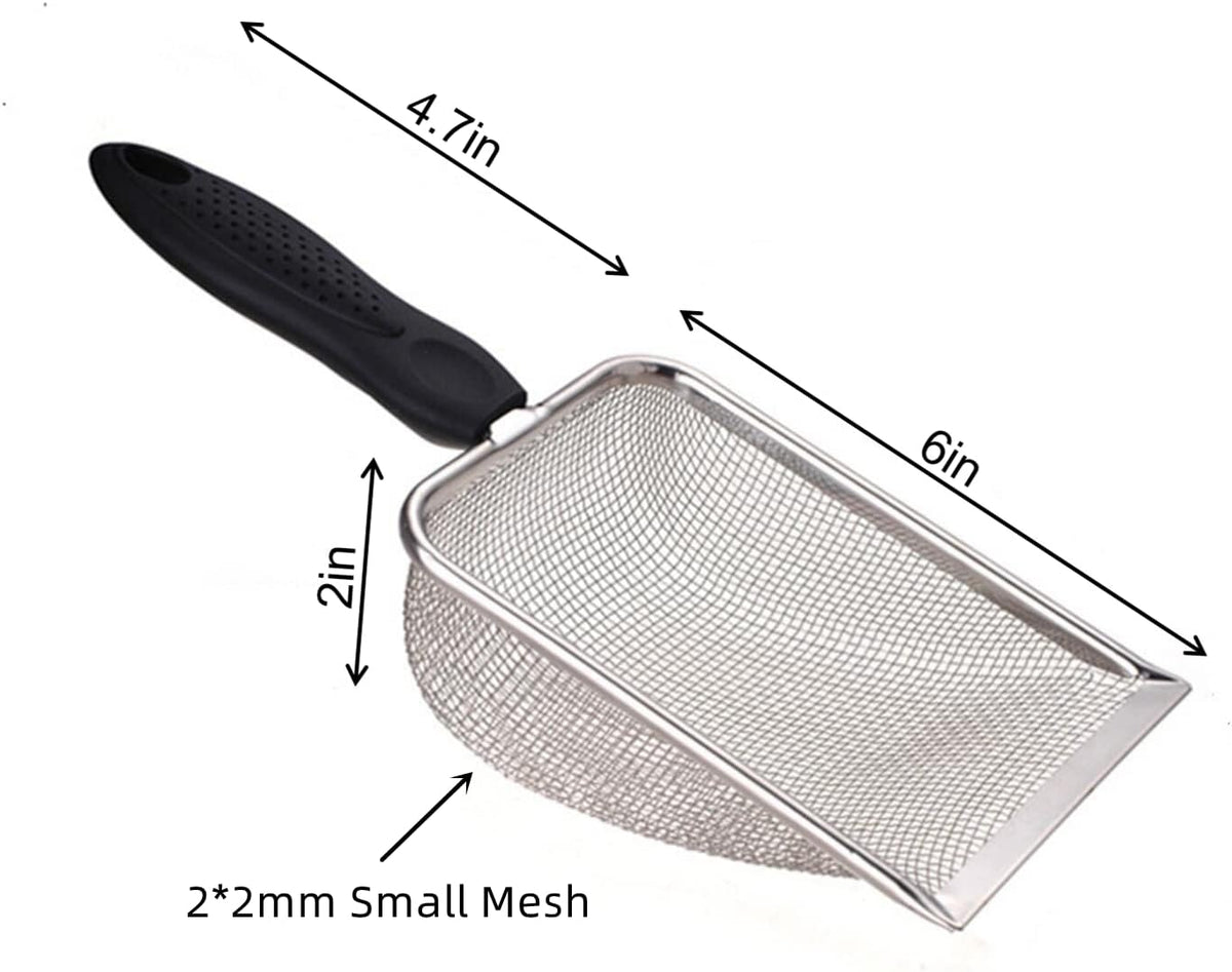 Small Mesh Stainless Steel Cat Litter Scoop Fine Mesh Metal Reptile Litter Cleaner Scooper