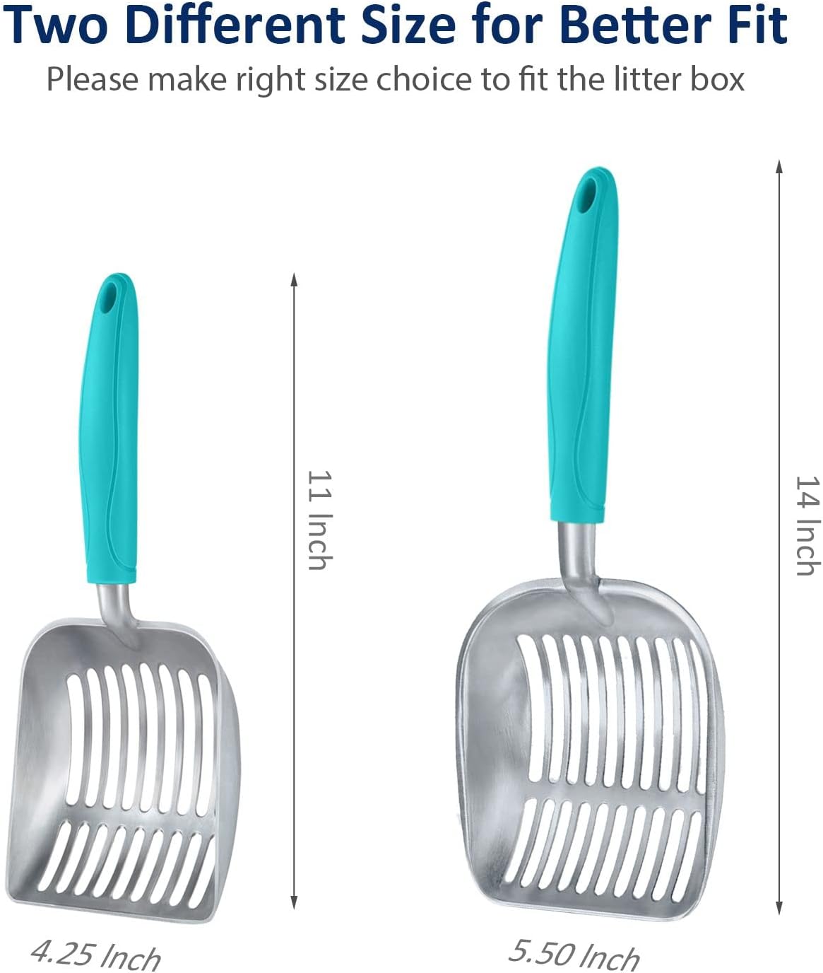 WePet Cat Litter Scoop, Aluminum Alloy Sifter, Kitty Metal Scooper, Deep Shovel, Long Handle, Poop