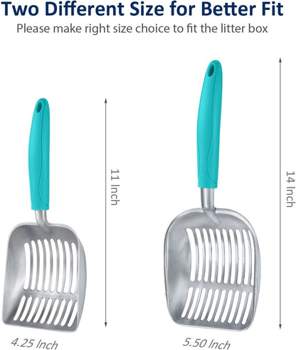 WePet Cat Litter Scoop, Aluminum Alloy Sifter, Kitty Metal Scooper, Deep Shovel, Long Handle, Poop