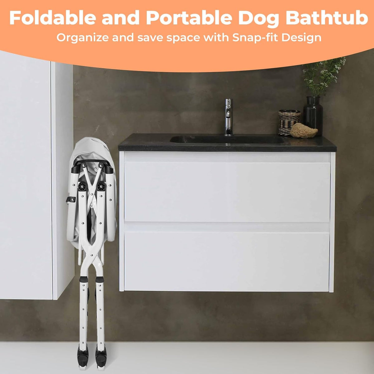 Elevated Dog Bathtub, 5 Height Adjustable Portable Dog Wash Station for Small to Large Pets